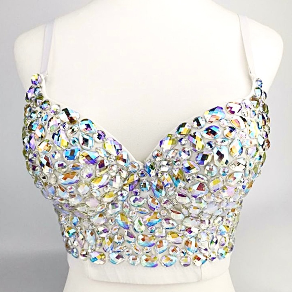 EXQUISITE Hand-Embellished Rhinestone Bustier - Luxury Crystal Gala Bralette
